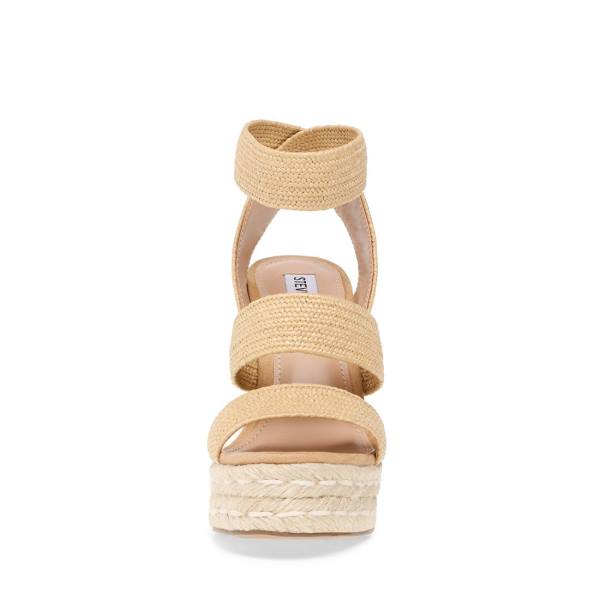 Steve Madden Shimmy Natural Raffia Women's Sandals Beige | SM-394IZ