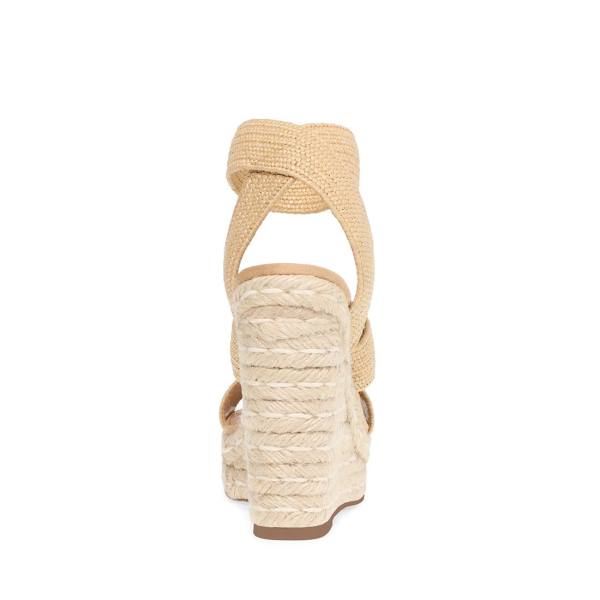 Steve Madden Shimmy Natural Raffia Women's Sandals Beige | SM-394IZ