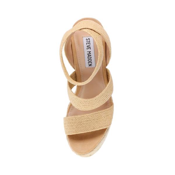 Steve Madden Shimmy Natural Raffia Women's Sandals Beige | SM-394IZ