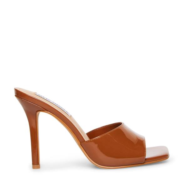 Steve Madden Signal Cognac Patent Women\'s Heels Brown | SM-417AL