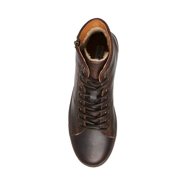 Steve Madden Slash Leather Men's Sneakers Brown | SM-291CV