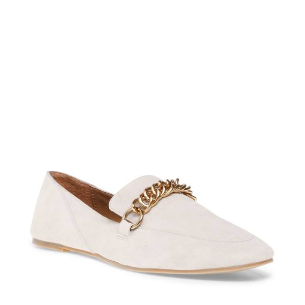 Steve Madden Soprano Bone Suede Women's Flat Shoes Beige | SM-764XW