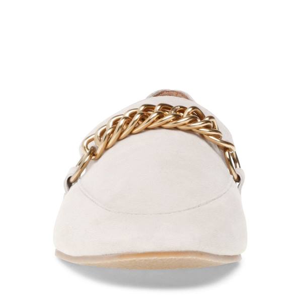 Steve Madden Soprano Bone Suede Women's Flat Shoes Beige | SM-764XW