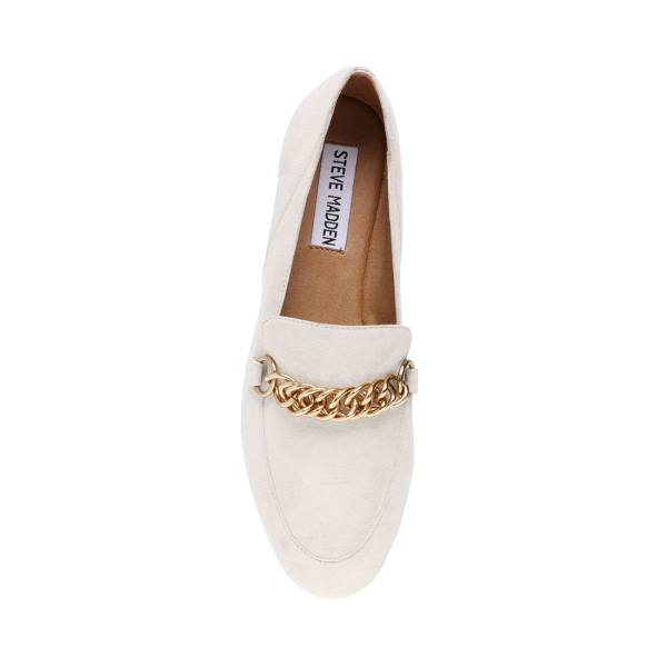 Steve Madden Soprano Bone Suede Women's Flat Shoes Beige | SM-764XW