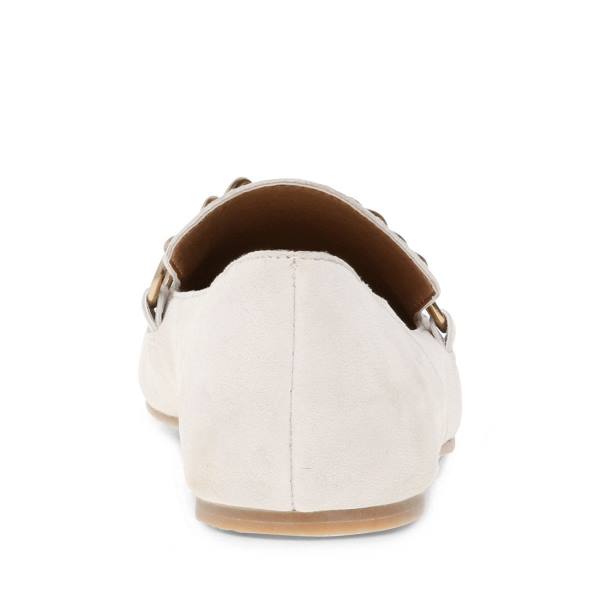 Steve Madden Soprano Bone Suede Women's Flat Shoes Beige | SM-764XW