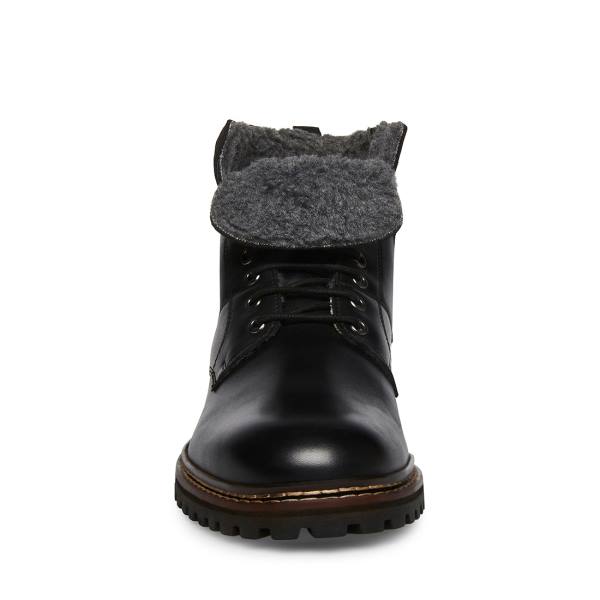 Steve Madden Strategyy Leather Men's Boots Black | SM-843YQ