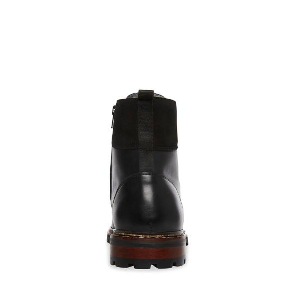 Steve Madden Strategyy Leather Men's Boots Black | SM-843YQ