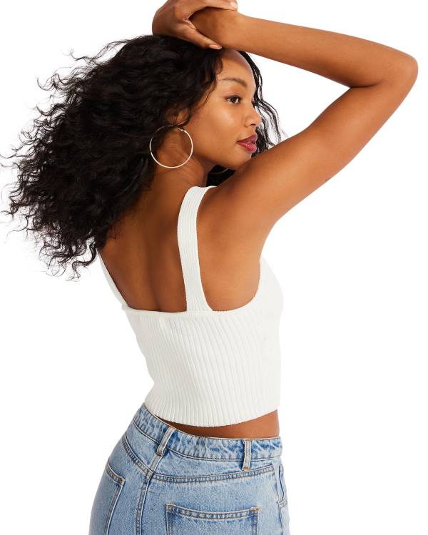 Steve Madden Sweater Cropped Tank Women's Tops White | SM-387ES