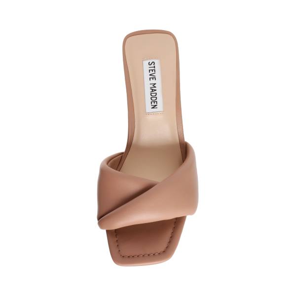 Steve Madden Thai Tan Leather Women's Heels Brown | SM-913LB
