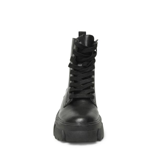 Steve Madden Thora Leather Women's Booties Black | SM-028BJ