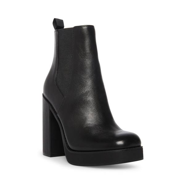 Steve Madden Triple Leather Women's Booties Black | SM-192YD