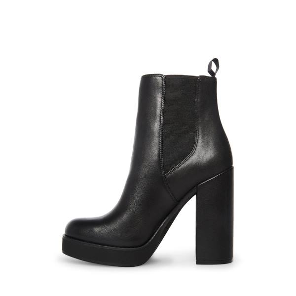 Steve Madden Triple Leather Women's Booties Black | SM-192YD