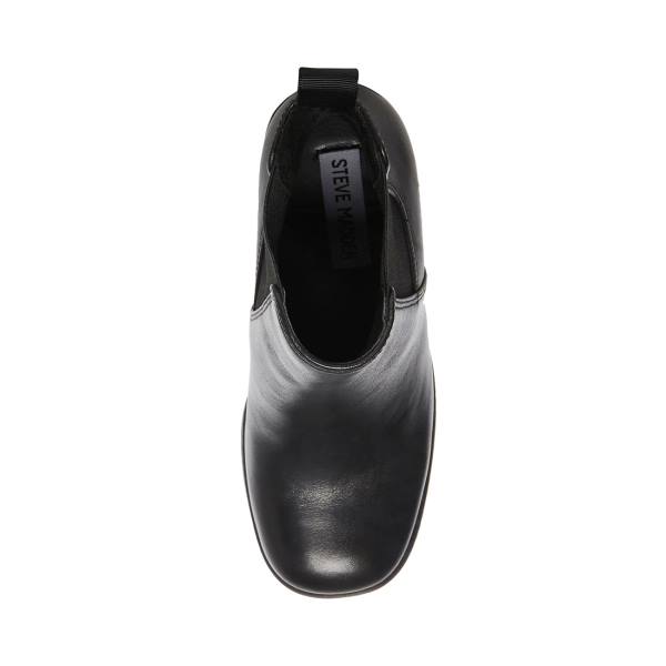 Steve Madden Triple Leather Women's Booties Black | SM-192YD