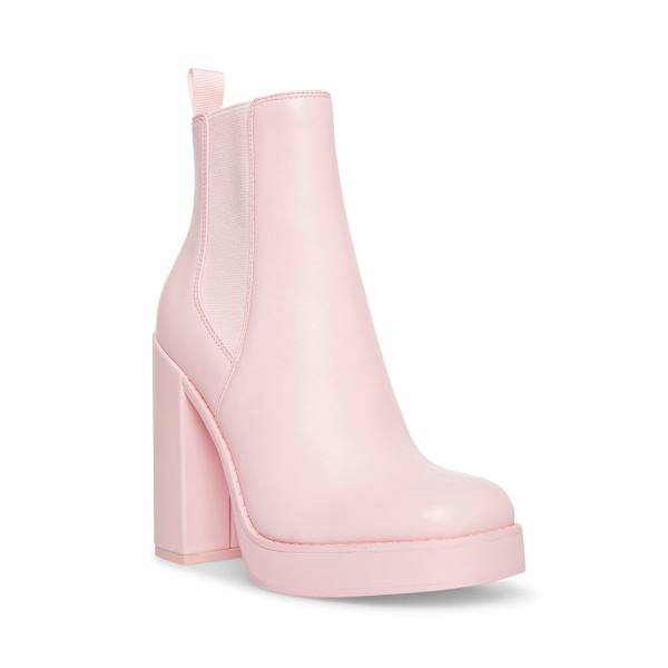 Steve Madden Triple Leather Women's Booties Pink | SM-478BJ