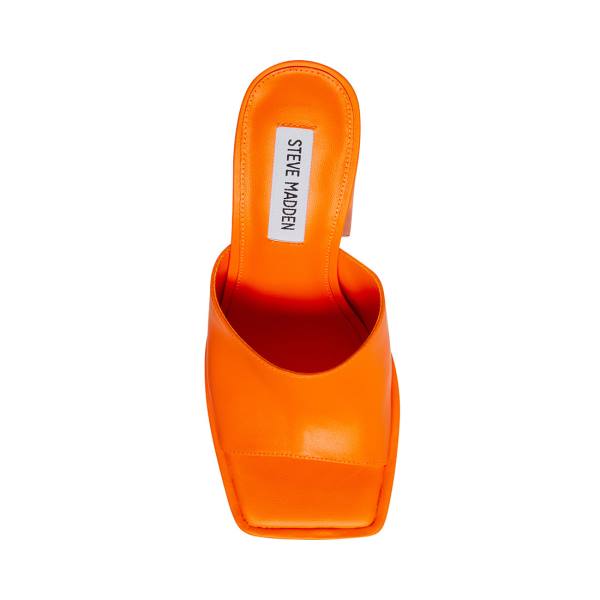 Steve Madden Trixie Leather Women's Heels Orange | SM-095XW