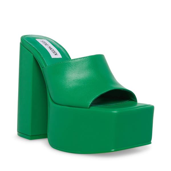 Steve Madden Trixie Leather Women's Heels Green | SM-540LY