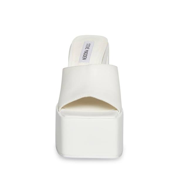 Steve Madden Trixie Leather Women's Heels White | SM-817WB