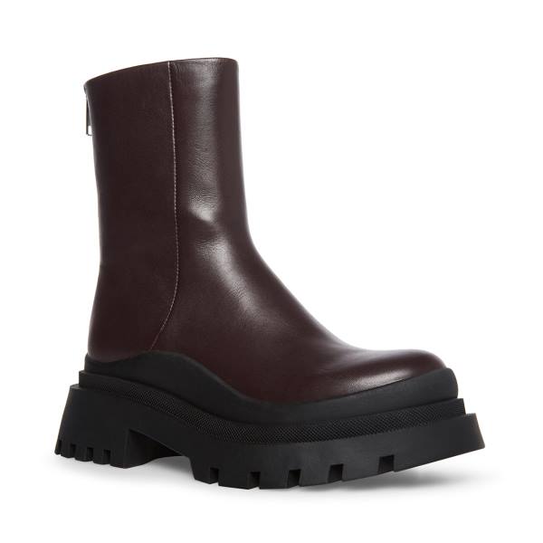 Steve Madden Turf Leather Women's Booties Brown | SM-198CT