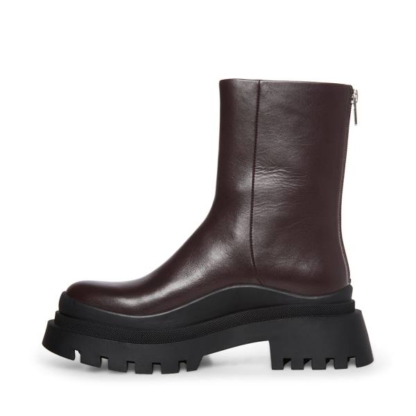 Steve Madden Turf Leather Women's Booties Brown | SM-198CT