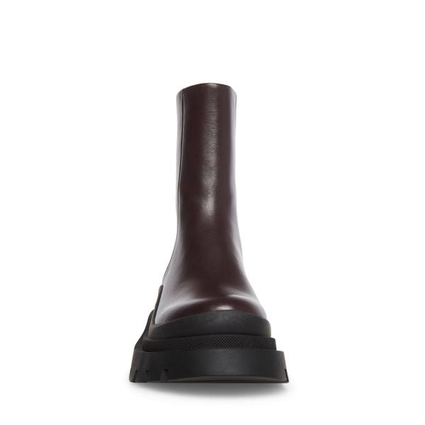 Steve Madden Turf Leather Women's Booties Brown | SM-198CT