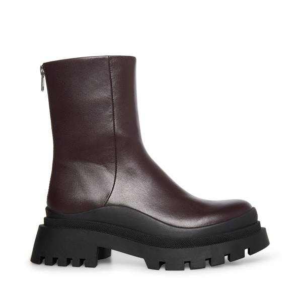 Steve Madden Turf Leather Women\'s Booties Brown | SM-198CT