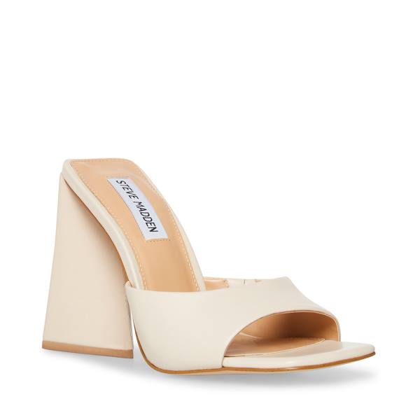 Steve Madden Twists Bone Leather Women's Heels Beige | SM-649DS
