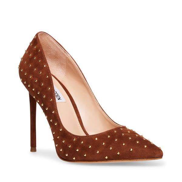 Steve Madden Valarie Cognac Women's Heels Brown | SM-849LO