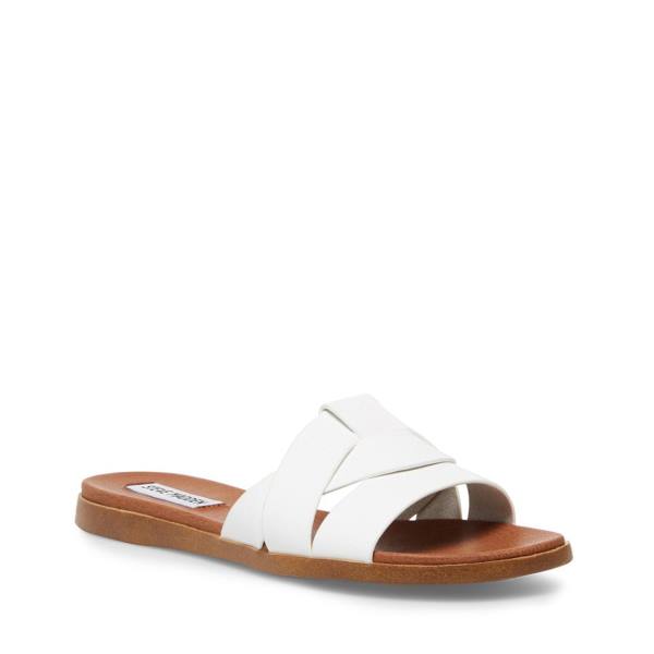 Steve Madden Vivien Leather Women's Sandals White | SM-214YP