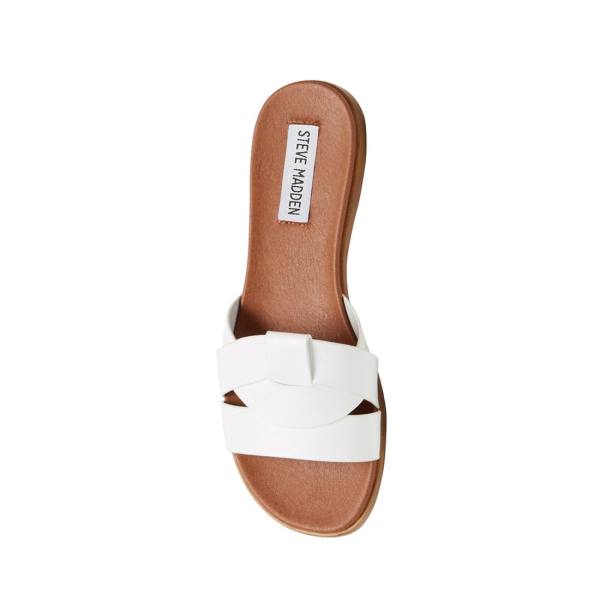 Steve Madden Vivien Leather Women's Sandals White | SM-214YP