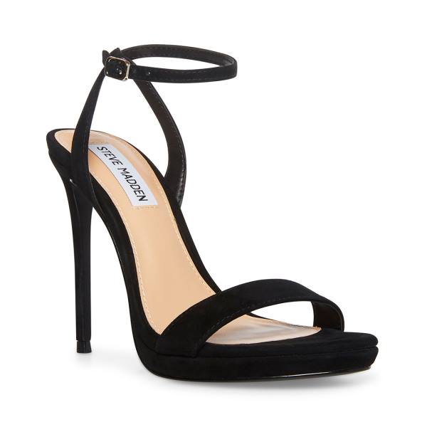 Steve Madden Wafer Suede Women's Heels Black | SM-682BL