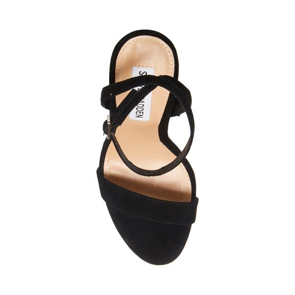 Steve Madden Wafer Suede Women's Heels Black | SM-682BL