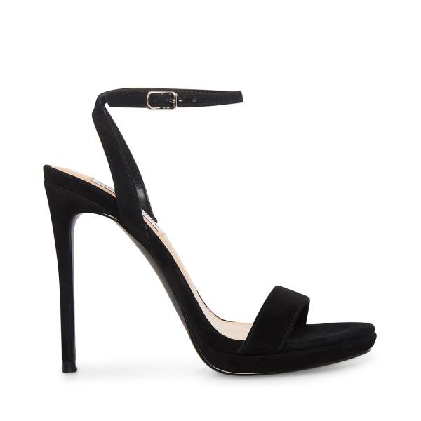 Steve Madden Wafer Suede Women\'s Heels Black | SM-682BL