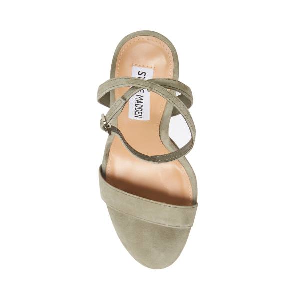 Steve Madden Wafer Suede Women's Heels Green | SM-928PY