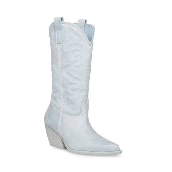 Steve Madden West Baby Leather Women's Boots Blue | SM-684IX
