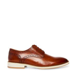 Steve Madden Derbyy Leather Men's Dress Shoes Brown | SM-359RH