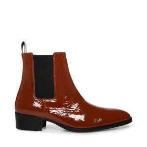 Steve Madden Dex-l Cognac Patent Men's Boots Brown | SM-598VT