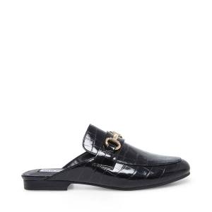 Steve Madden Kandi Crocodile Women's Flat Shoes Black | SM-936PU