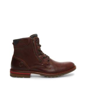 Steve Madden Millennium Cognac Leather Men's Boots Brown | SM-730XU
