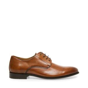 Steve Madden Prey Tan Leather Men's Dress Shoes Brown | SM-025OA