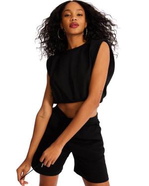 Steve Madden Tracksuit Short Set Women's Loungewear Black | SM-817IC