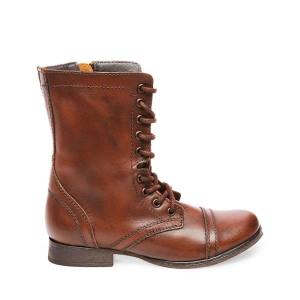 Steve Madden Troopa Leather Women's Booties Brown | SM-936PV